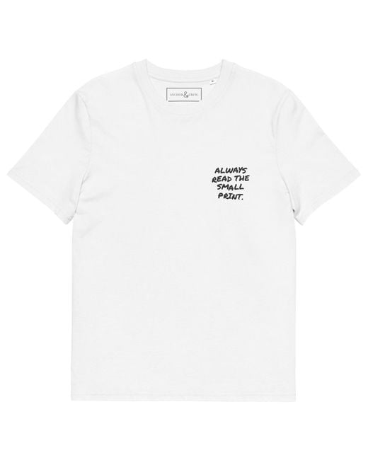 Anchor and Crew White Small Print Annotations Organic Cotton T-Shirt