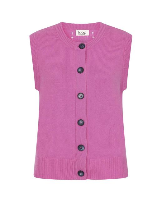 Loop Cashmere Pink Contrast Button Waistcoat
