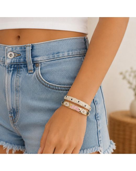 Nuvv Collection Metallic Neutrals Ivory Evil Eye Bangles
