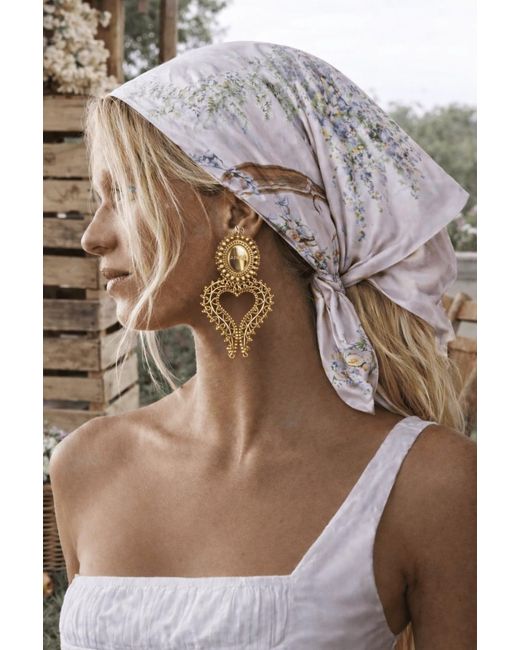 ADIBA White Bloom Cart Silk Scarf