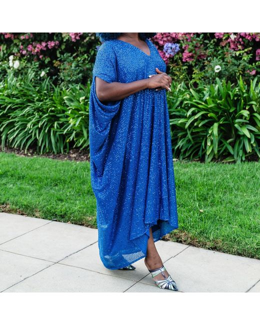 Jennafer Grace Blue Royal Sequin Caftan