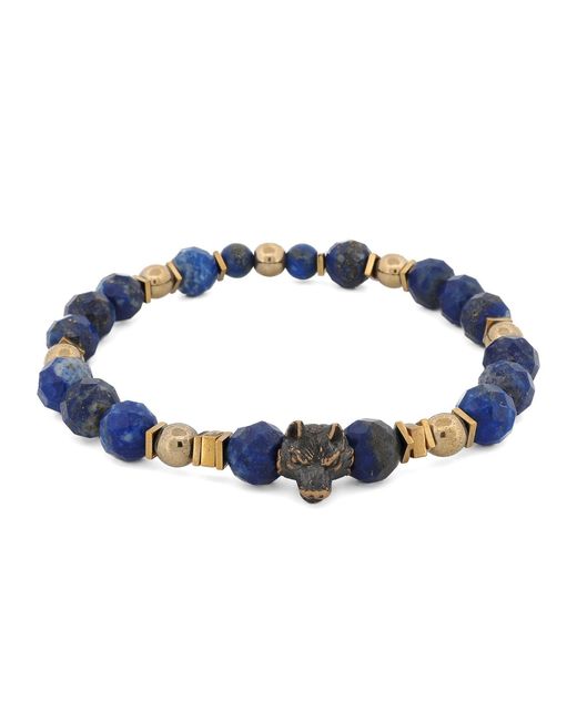 Ebru Jewelry Blue Wolf Soul Lapis Lazuli Bracelet for men