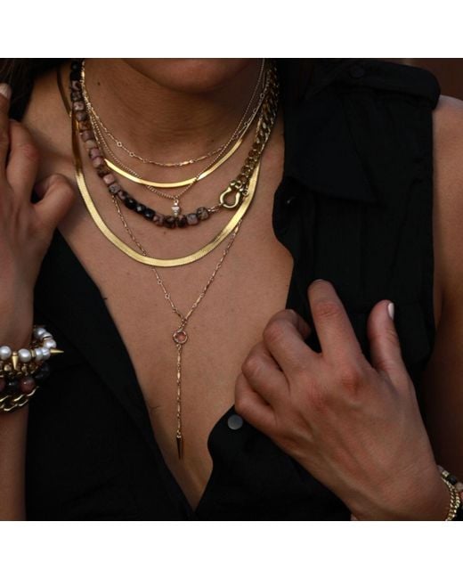 Rachel Nathan Metallic Lariat & Spike Necklace