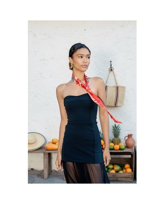 Jessie Zhao New York Red Silk Skinny Scarf Crossing