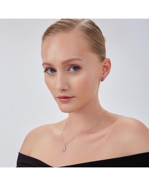 Spero London Metallic Lock Pendant Necklace With Beaded Chain Sterling