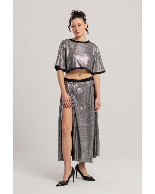 Pcfg Gray Sequin Skirt