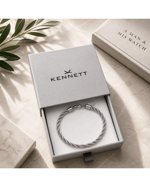 Kennett Watches & Accessories Metallic Kennett Cuban Chain Bracelet Four Mm for men
