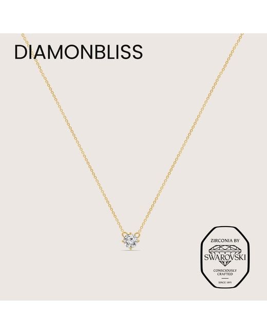 Diamonbliss Metallic Embellished With Swarovski Plated Round Cut Solitaire Pendant Necklace, One Carat