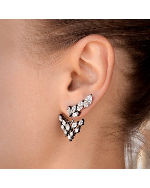 SALLY SKOUFIS Metallic Renaissance Stud Earrings With Made Cz Diamond Stimulant