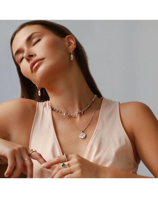 Leeada Jewelry Metallic Fortuna Pendant Necklace Pearl