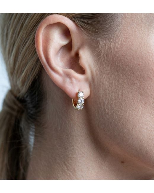 Uchi and Soto Metallic Shikaku 3 Stone Huggie Hoop Earrings