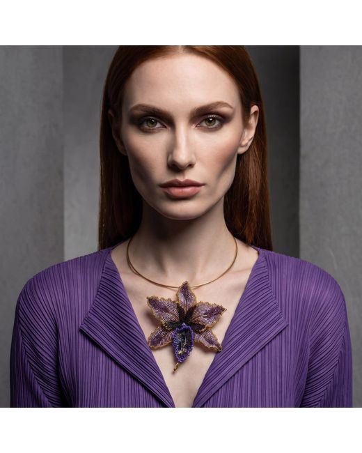 Iliana Arrazola Blue Orchid Choker, And Deep, Glass Beads, Beaded Jewelry