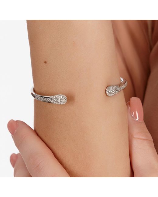 Lucy Quartermaine Metallic Solid Sterling Skinny Drip Twist Bangle With Topaz