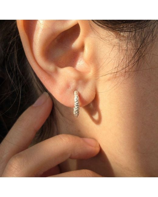 Harfi Metallic Sterling U-Shaped Molten Hinged Huggie Earrings