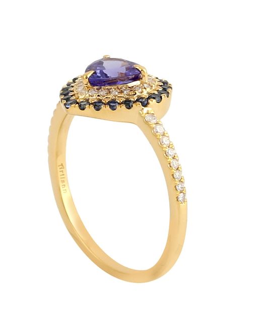 Artisan Blue Tanzanite, Sapphire & Diamond Heart Halo Ring