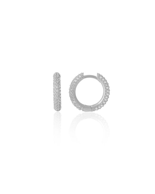 Spero London Metallic Pave Sterling Hoop Earring