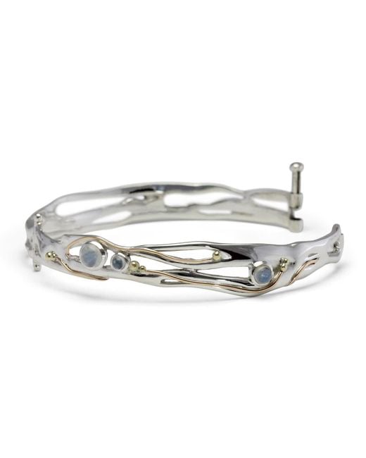 Isla Silver Metallic Handmade Sterling Moonstone Bangle