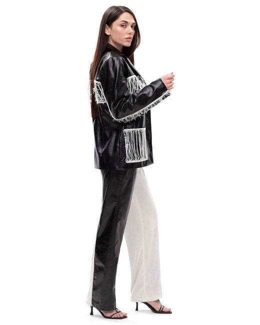 Maison Bogomil Black Thread Line – Leather Jacket With Knitted Fringe