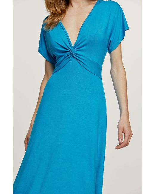 Conquista Blue Turquoise Knot Detail Midi Dress