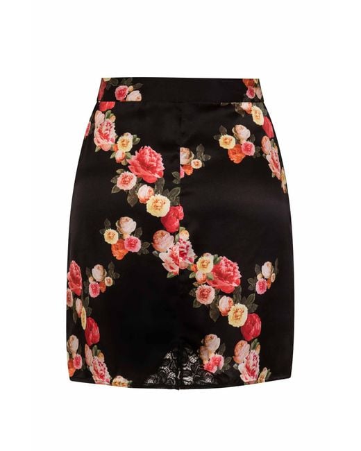 Sophie Cameron Davies Black Peony Silk Mini Skirt