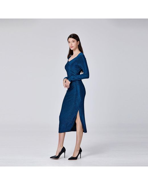 Smart and Joy Blue Fitted Jersey Rush Side Dress