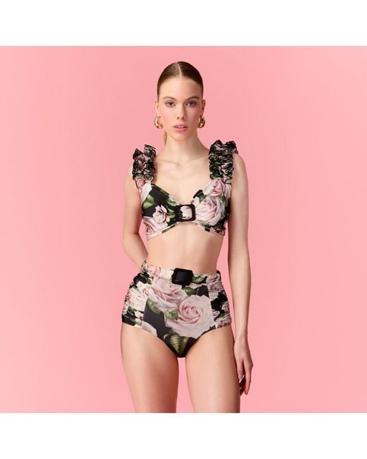 Nur Karaata Black Lily Top Bloom Bikini Set