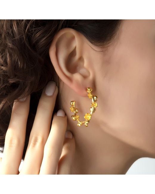 Milou Jewelry Metallic Large Flower Hoop Earrings