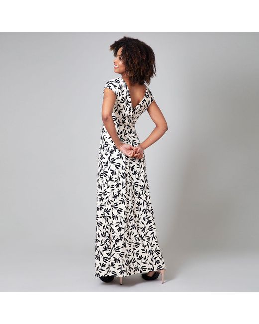 Alie Street London White / Neutrals Sophia Maxi Dress In Monochrome Print