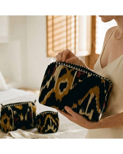 Conscious Yoga Collective Black Ikat Velvet Three Piece Travel Set