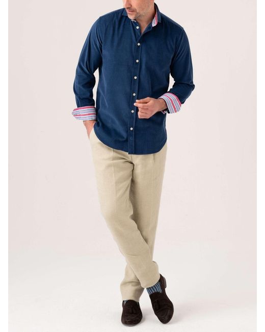 Koy Clothing Blue Dark Cord Shirt for men