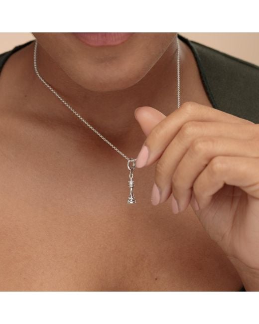 Lily Charmed Metallic Sterling Chess Piece Charm Necklace