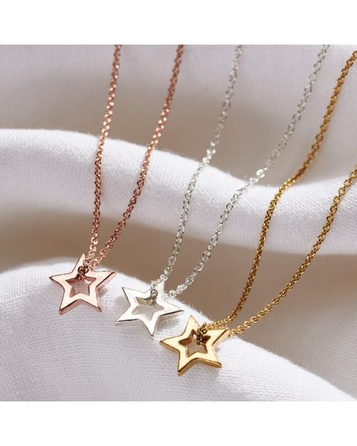 Posh Totty Designs Metallic Plated Small Open Star Charm Necklace