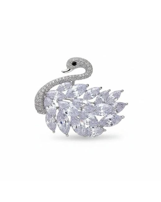 Angel Barocco White Luxury Diamond Swan Brooch