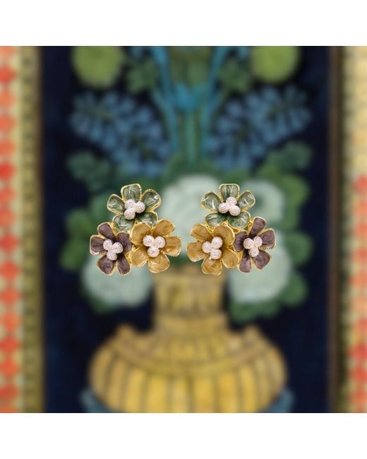 1610Istanbul Metallic Istanbul Floral Mosaic Earrings