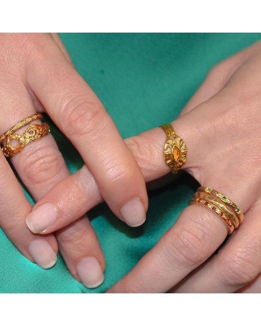 ASSUWA Metallic Lovers Ring With Garnet And Tsavourite