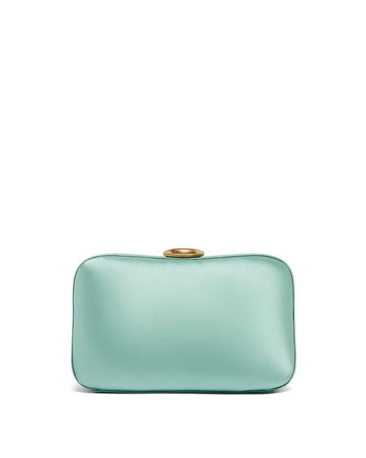 Lulu Guinness Green Sea Foam Satin Hayworth Clutch Bag
