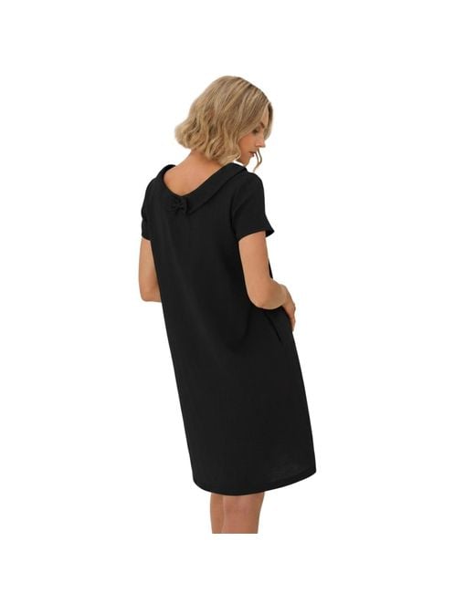 LeMuse Black Story — Soft Linen Short-Sleeve Dress
