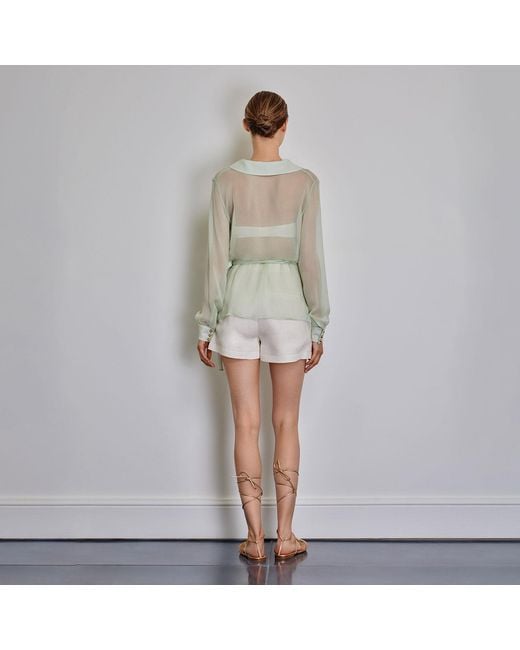Anse Victorin Green Eva Silk Blouse