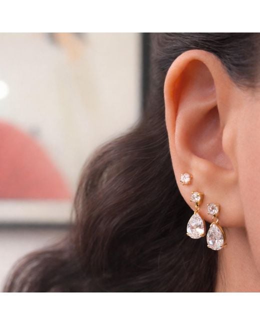 Jagged Halo Jewelry White Regal Crystal Drop Earrings