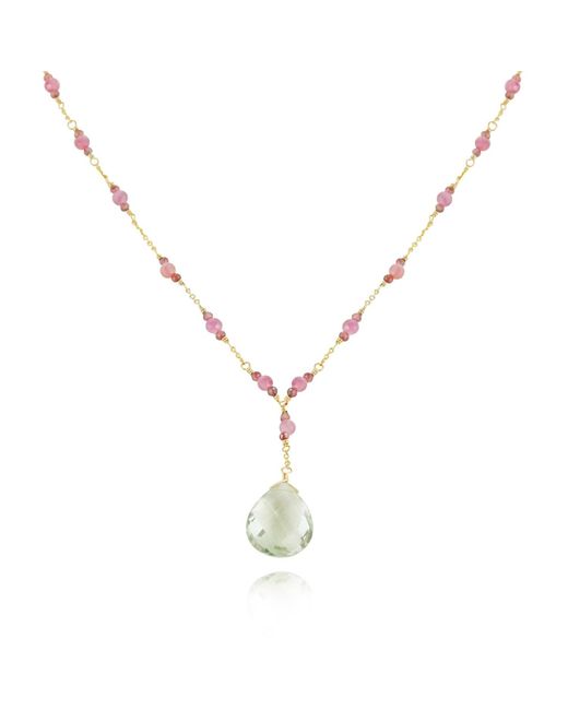 MOUNIR LONDON Metallic Green Amethyst Drop Necklace