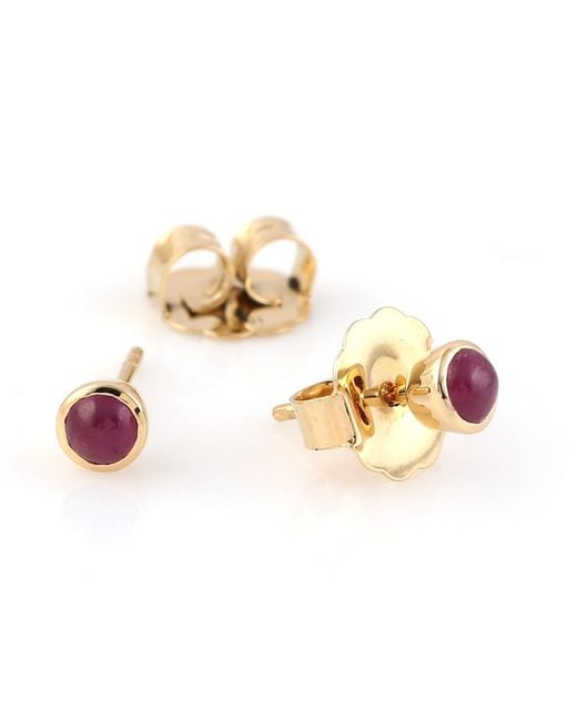 Artisan Pink Cabochon Ruby Stud Earrings
