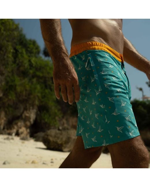 Live Kolibri Blue Luxury Swim Trunks for men
