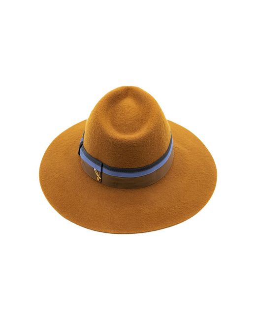 DORIA 1905 Brown Wide-Brim Wool Felt Drop Hat