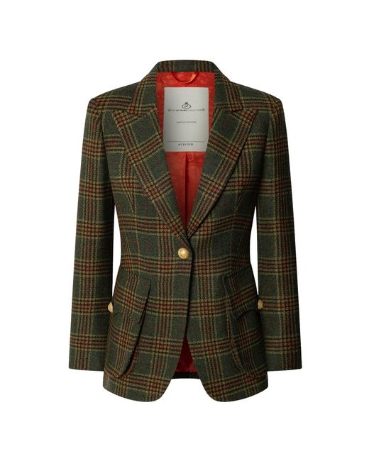 The Extreme Collection Green Checked Wool Blazer Grant