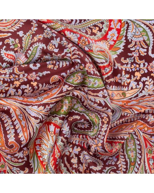 LE COLONEL Red Liberty Vine Felix Silk Square