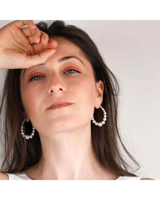 Oana Savu Metallic Bridal And Pearls Oval Wedding Earrings