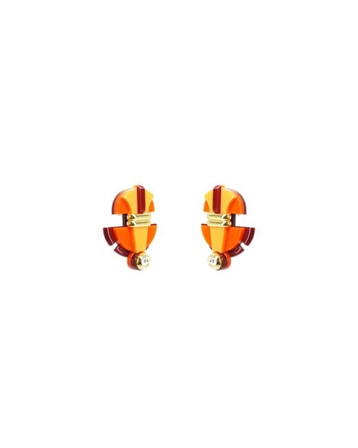 Gissa Bicalho Orange Acrylic Handmade Earring Buriti