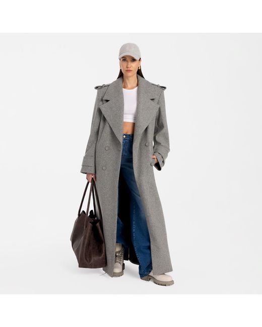 Mandragora Gray Double-Breasted Wool Coat Marove