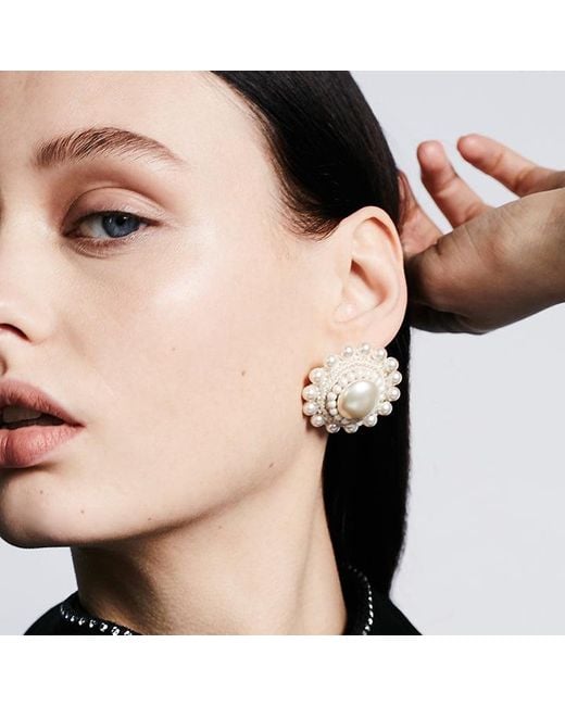 PINAR OZEVLAT White Neutrals Cream Rose Pearl Studs