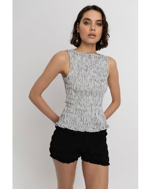 Amy Lynn White Sonya Pure Cotton Mono Check Top
